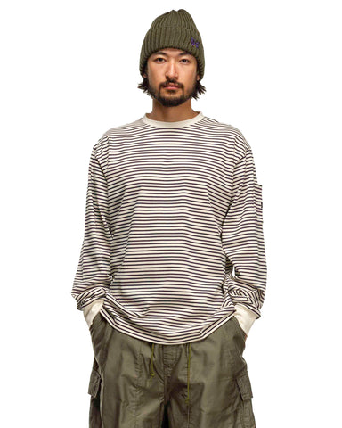 Needles L/S Crew Neck Tee - Cotton Stripe Jersey White/Navy, Shirts