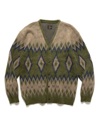 Needles Mohair Cardigan - Diamon Olive, Sweaters