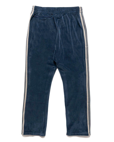 Needles Narrow Track Pant - C/PE Velour Marine Blue, Bottoms