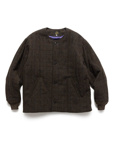 Needles Quilted Crew Neck Jacket - Wool Windowpane Olive, Outerwear