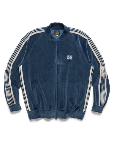 Needles R.C. Track Jacket - C/PE Velour Marine Blue, Sweaters