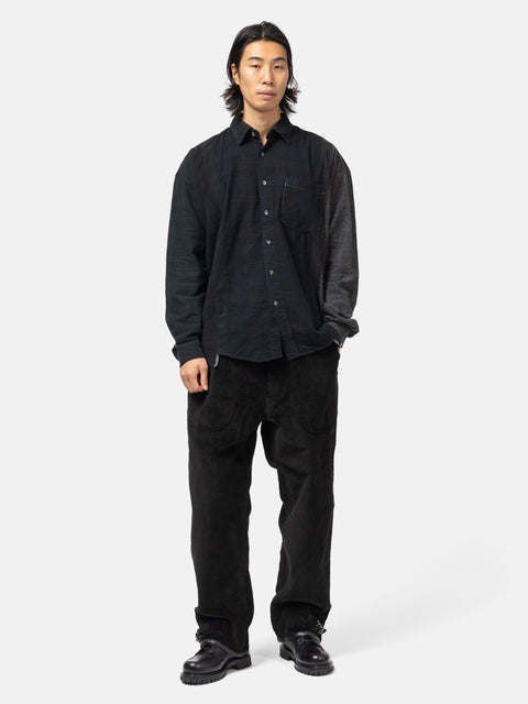 Needles Flannel Shirt -> 7 Cuts Wide Shirt / Over Dye Black, Shirts