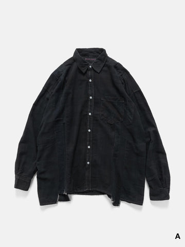 Needles Flannel Shirt -> 7 Cuts Wide Shirt / Over Dye Black, Shirts