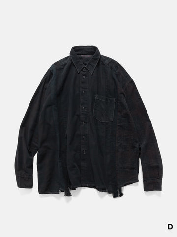Needles Flannel Shirt -> 7 Cuts Wide Shirt / Over Dye Black, Shirts