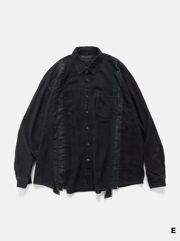 Needles Flannel Shirt -> 7 Cuts Wide Shirt / Over Dye Black, Shirts