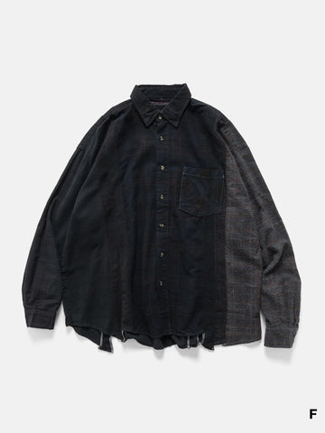 Needles Flannel Shirt -> 7 Cuts Wide Shirt / Over Dye Black, Shirts