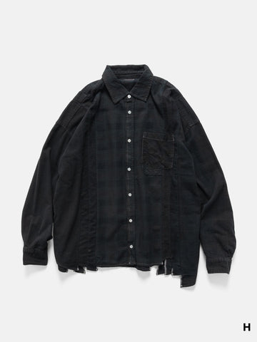 Needles Flannel Shirt -> 7 Cuts Wide Shirt / Over Dye Black, Shirts