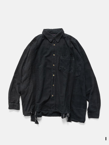 Needles Flannel Shirt -> 7 Cuts Wide Shirt / Over Dye Black, Shirts