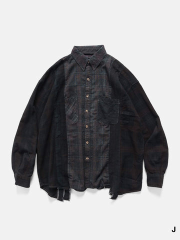 Needles Flannel Shirt -> 7 Cuts Wide Shirt / Over Dye Black, Shirts
