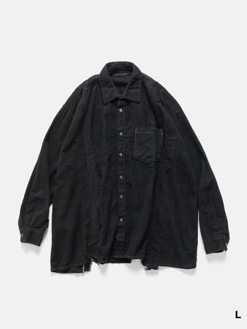 Needles Flannel Shirt -> 7 Cuts Wide Shirt / Over Dye Black, Shirts