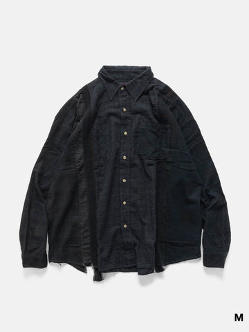 Needles Flannel Shirt -> 7 Cuts Wide Shirt / Over Dye Black, Shirts