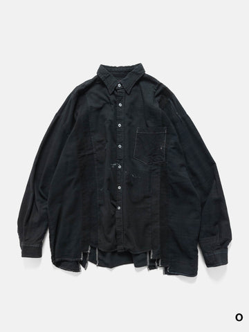 Needles Flannel Shirt -> 7 Cuts Wide Shirt / Over Dye Black, Shirts