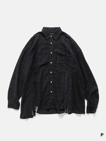 Needles Flannel Shirt -> 7 Cuts Wide Shirt / Over Dye Black, Shirts