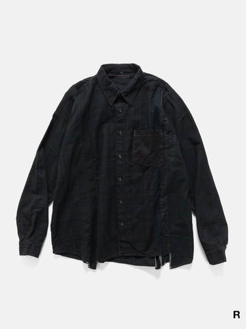 Needles Flannel Shirt -> 7 Cuts Wide Shirt / Over Dye Black, Shirts