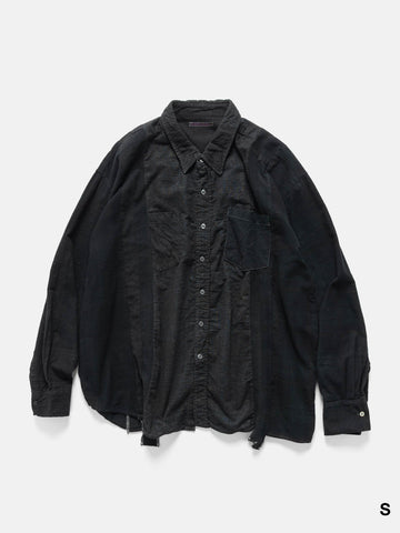 Needles Flannel Shirt -> 7 Cuts Wide Shirt / Over Dye Black, Shirts