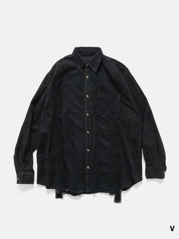 Needles Flannel Shirt -> 7 Cuts Wide Shirt / Over Dye Black, Shirts