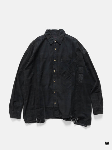 Needles Flannel Shirt -> 7 Cuts Wide Shirt / Over Dye Black, Shirts
