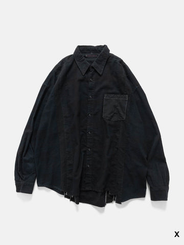 Needles Flannel Shirt -> 7 Cuts Wide Shirt / Over Dye Black, Shirts