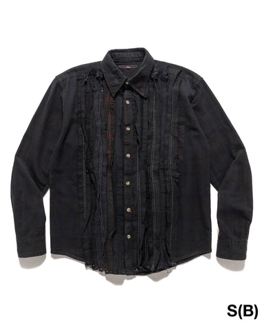 Needles Rebuild by Needles Flannel Shirt -> Ribbon Shirt / Over Dye Black, Shirts