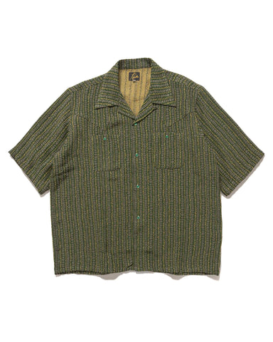 Needles S/S Cowboy One-Up Shirt - R/AC/PE Abstract Stripe Jq. Green, Shirts