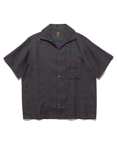 Needles S/S Italian Collar Shirt - PE/C Fine Pattern Stripe Jq. Green, Shirts