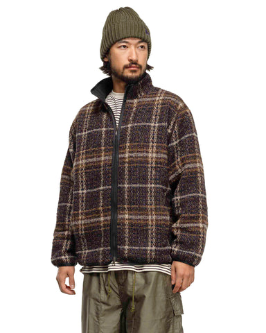 Needles W.U. Piping Jacket - W/PE/PC/AP/N Plaid Tweed - Navy/Brown/Mocha, Sweaters