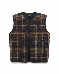 Needles W.U. Piping Vest - W/PE/PC/AP/N Plaid Tweet Navy/Brown/Mocha, Outerwear