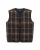 Needles W.U. Piping Vest - W/PE/PC/AP/N Plaid Tweet Navy/Brown/Mocha, Outerwear