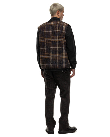 Needles W.U. Piping Vest - W/PE/PC/AP/N Plaid Tweet Navy/Brown/Mocha, Outerwear