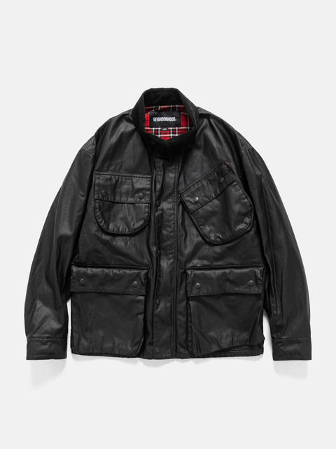 Flat shot of the Neighborhood Coated Field Jacket Black