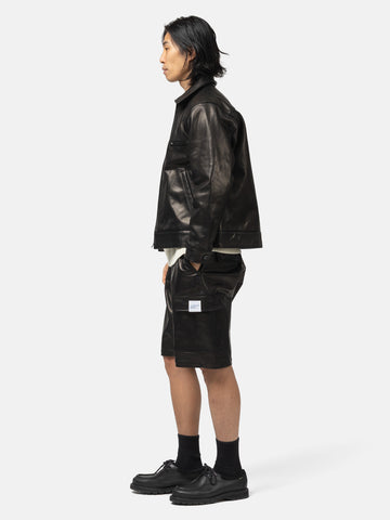 Neighborhood Leather Cargo Short Pants Black, Shorts