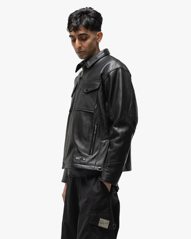 Neighborhood Leather PM Jacket Black, Outerwear