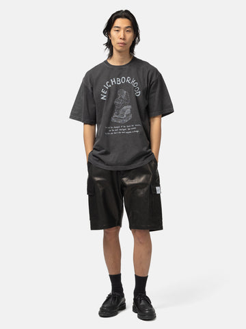 Full body shot of the model wearing the Neighborhood NH . Tee SS-11 Black