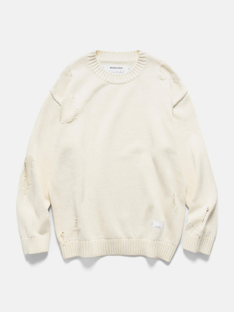 Flat shot of the Neighborhood Savage Crewneck Sweater White