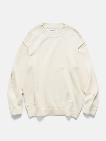 Flat shot of the Neighborhood Savage Crewneck Sweater White