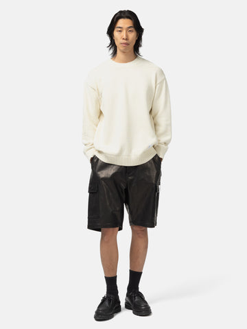 Full body shot of the model wearing the Neighborhood Savage Crewneck Sweater White