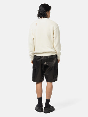 Back of the model wearing the Neighborhood Savage Crewneck Sweater White
