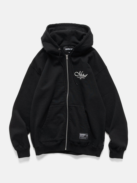 Flat shot of the Neighborhood Staple Sweat Zip Hoodie LS Black