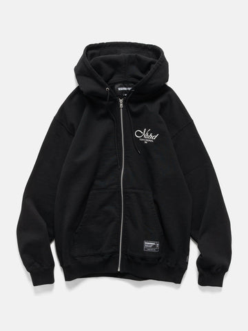 Flat shot of the Neighborhood Staple Sweat Zip Hoodie LS Black