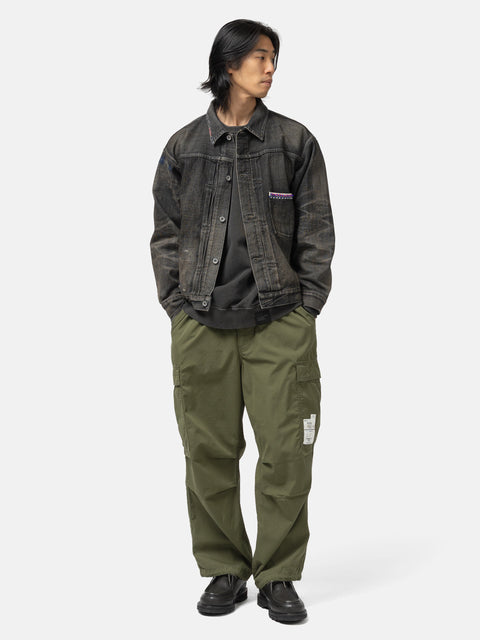 Full body shot of the Neighborhood Wide Cargo Pants Olive Drab
