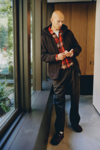 model is wearing Pacific Handknit Hooded Parka 