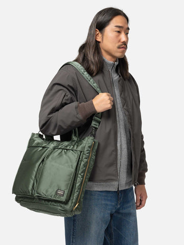PORTER TANKER Carrying Tote Bag Sage Green, Tote Bags
