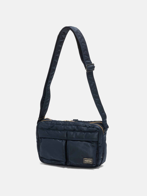 PORTER TANKER Sling Bag w/ Zip Iron Blue, Shoulder Bags