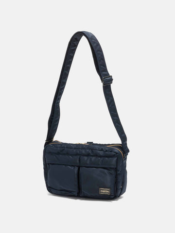 PORTER TANKER Sling Bag w/ Zip Iron Blue, Shoulder Bags