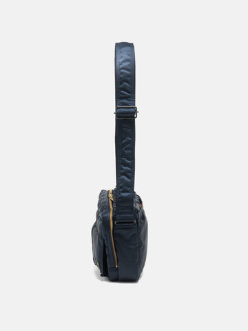 PORTER TANKER Sling Bag w/ Zip Iron Blue, Shoulder Bags