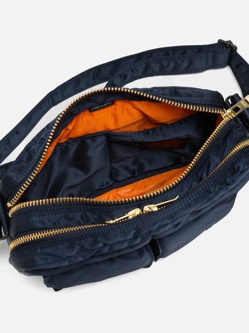 PORTER TANKER Sling Bag w/ Zip Iron Blue, Shoulder Bags