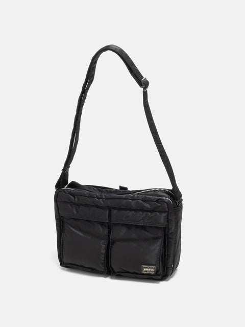 PORTER TANKER Sling Bag w/ Zip (L) Black, Shoulder Bags