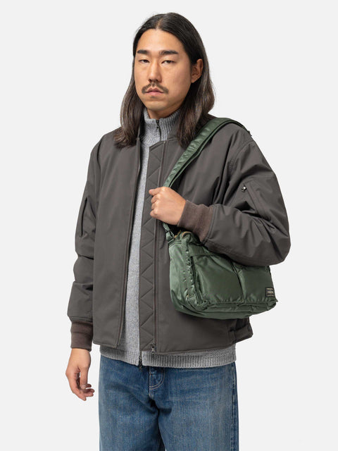 PORTER TANKER Sling Bag w/ Zip (L) Sage Green, Shoulder Bags