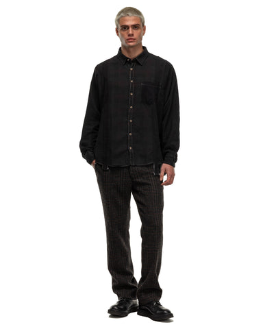 Needles Rebuild by Needles Flannel Shirt -> 7 Cuts Wide Shirt/Over Dye Black, Shirts