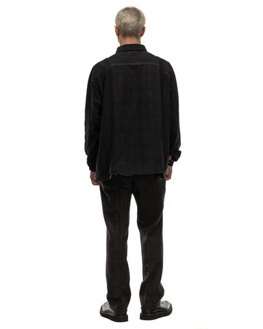 Needles Rebuild by Needles Flannel Shirt -> 7 Cuts Wide Shirt/Over Dye Black, Shirts